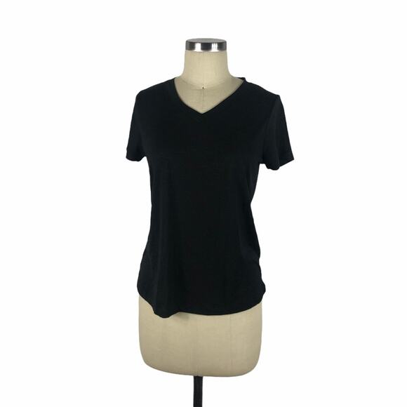 THEO & SPENCE Black V-Neck Basic Tee Shirt XS NWT - Picture 1 of 5